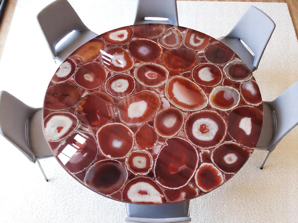 Custom Red Moss Agate Side Table Natural Beauty for Your Space